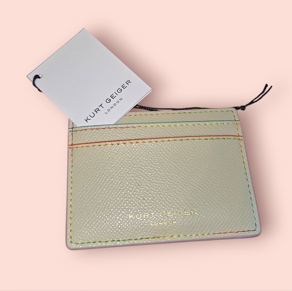 Kurt Geiger Cream w/Multi Color Trim Credit Card Holder, NWT